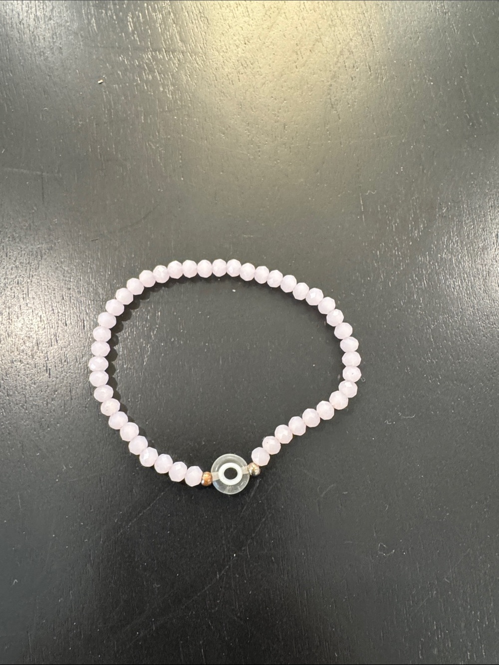 Delicate Pink Beaded Bracelet with Clear Accent